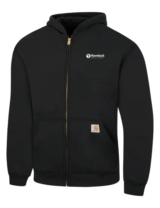 Carhartt Black Midweight Hooded Zip-Front Sweatshirt w/Havelock Logo