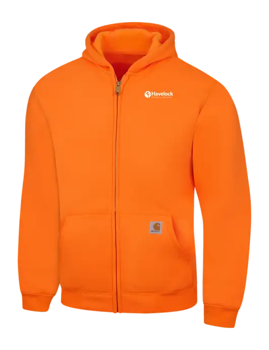 Carhartt Neon Orange Midweight Hooded Zip-Front Sweatshirt w/Havelock Logo