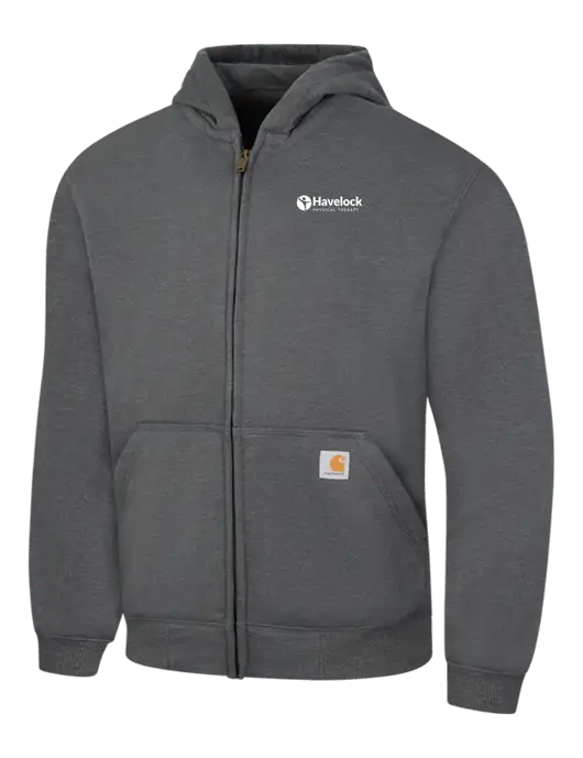 Carhartt Dark Grey Heather Rain Defender Paxton Heavyweight Hooded Zip-Front Sweatshirt w/Havelock Logo