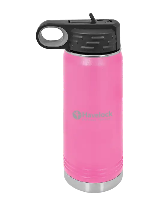 Polar Camel 20 oz Powder Coated Pink Vacuum Insulated Water Bottle w/Havelock Logo