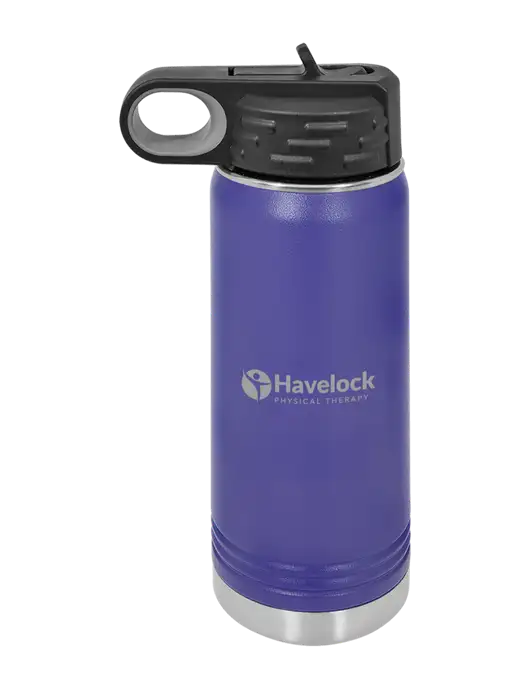 Polar Camel 20 oz Powder Coated Purple Vacuum Insulated Water Bottle w/Havelock Logo