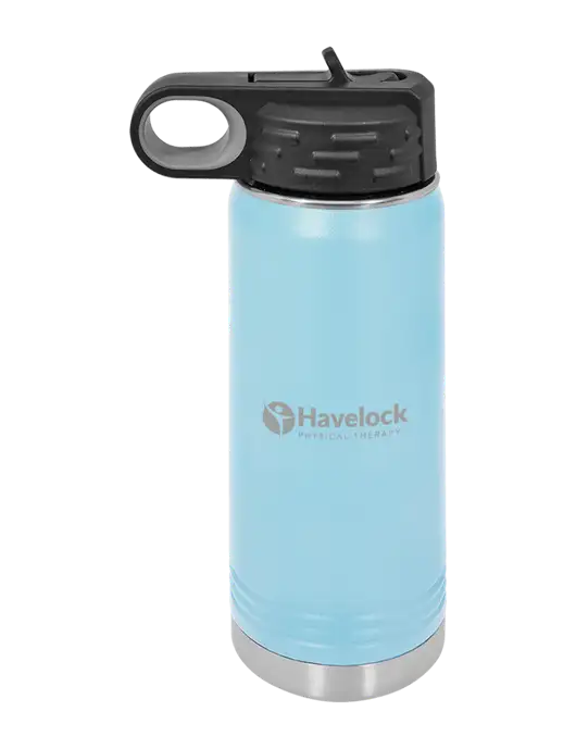 Polar Camel 20 oz Powder Coated Light Blue Vacuum Insulated Water Bottle w/Havelock Logo
