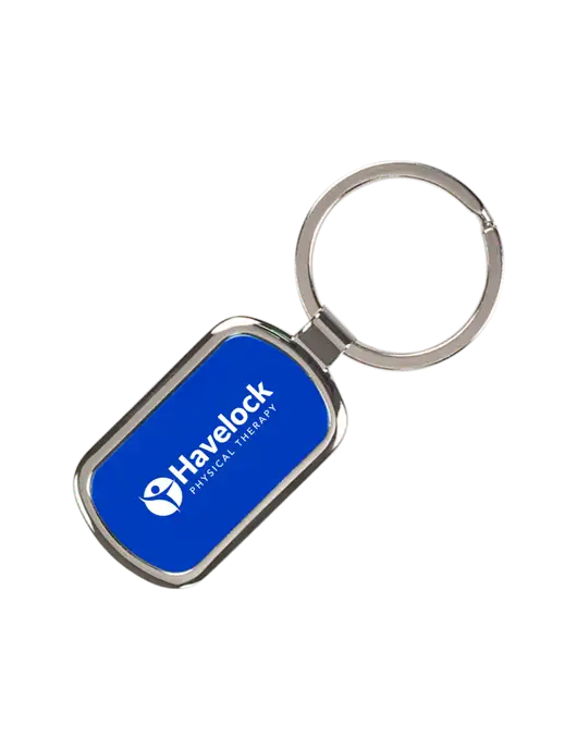 Sapphire Laserable Rectangle Keychain w/Havelock Logo