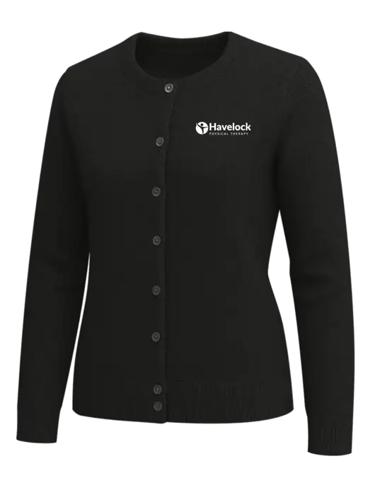 Brooks Brothers Womens Black Washable Merino Cardigan Sweater w/Havelock Logo