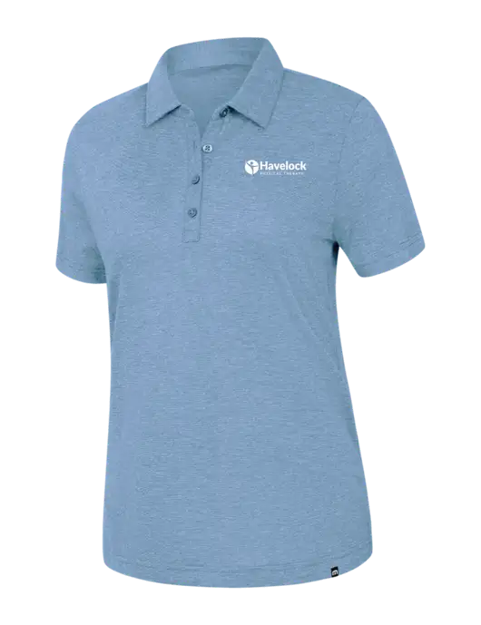 TravisMathew Womens Light Blue Heather Sunnyvale Polo w/Havelock Logo