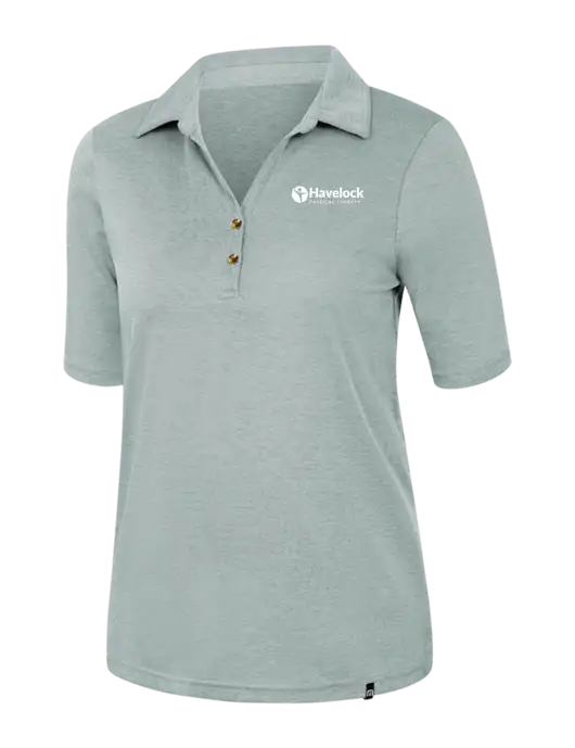TravisMathew Womens Dark Green Heather Sunsetters Polo w/Havelock Logo