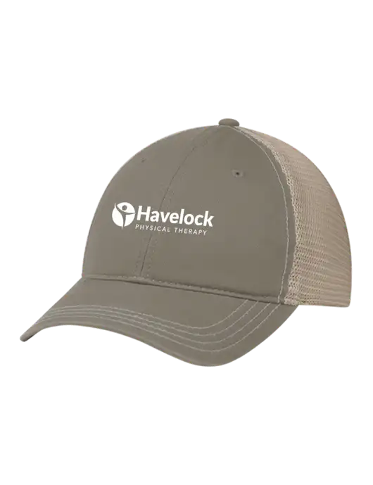 Richardson 111 Garment Washed Trucker Cap Medium Taupe w/Tan Mesh w/Havelock Logo