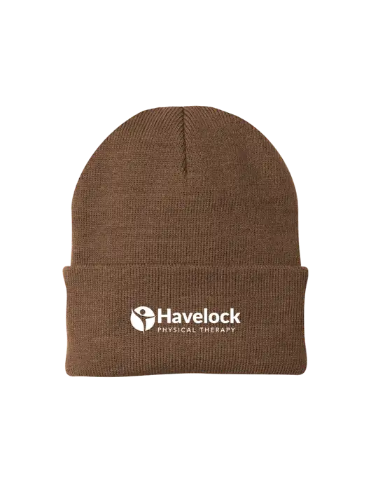 Brown Knit Cap w/Havelock Logo