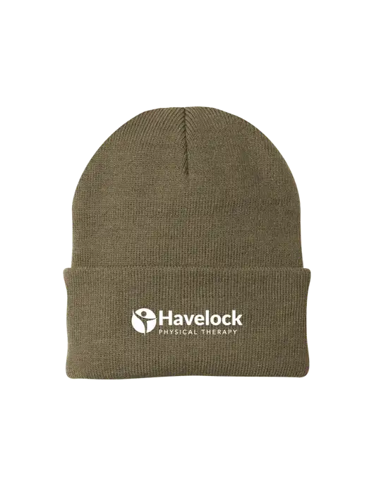 Dark Tan Knit Cap w/Havelock Logo
