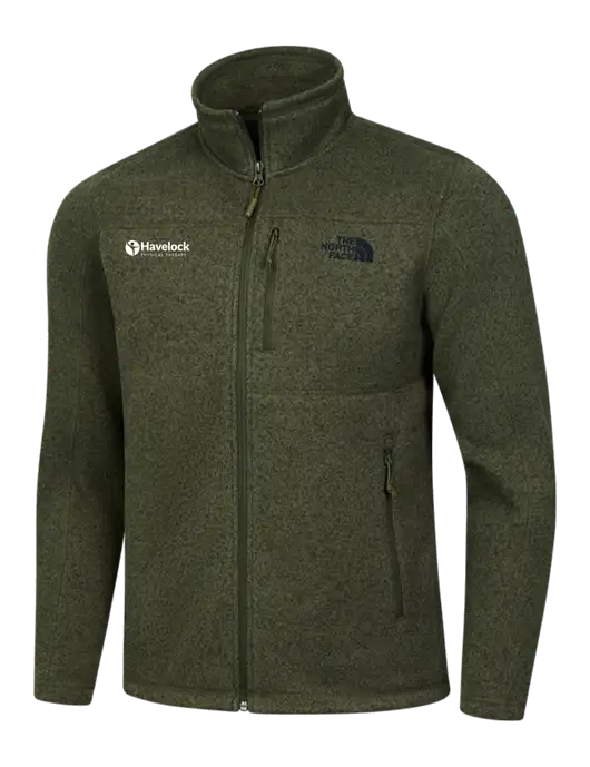 North Face Olive Heather Sweater Fleece Jacket w/Havelock Logo