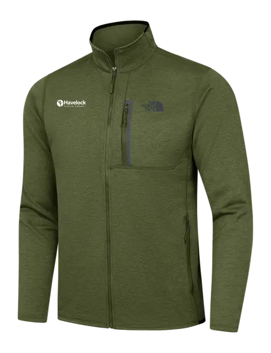 North Face Olive Heather Skyline Full-Zip Fleece Jacket w/Havelock Logo