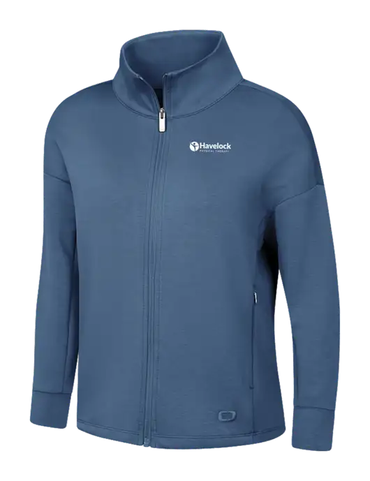 OGIO Womens Light Slate Blue Transcend Full-Zip w/Havelock Logo