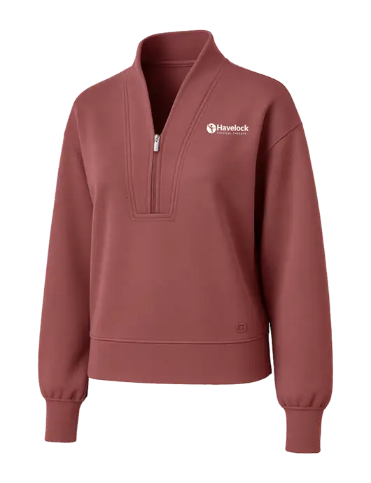 OGIO Womens Soft Maroon Transcend 1/4-Zip w/Havelock Logo
