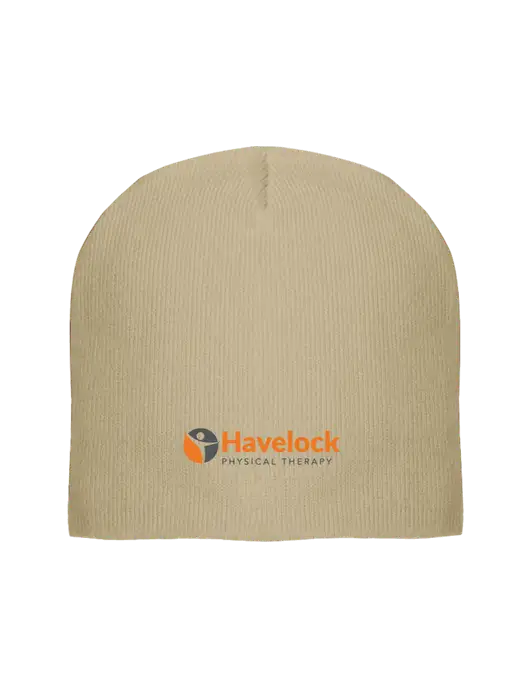 Solid Tan Element Knit Beanie w/Havelock Logo