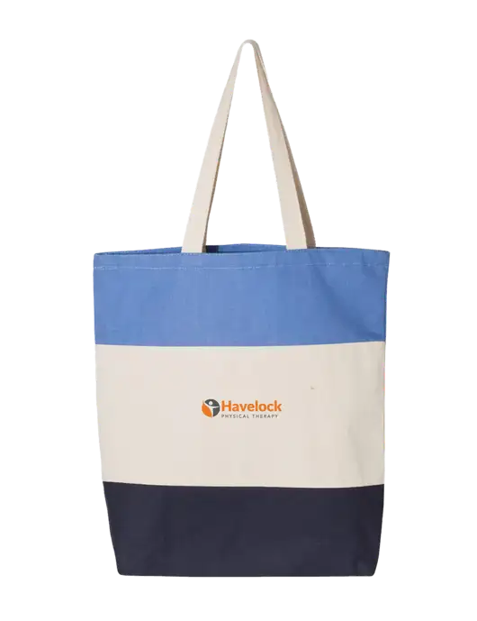 Light Blue/Natural/Navy Tri-Color Tote  w/Havelock Logo