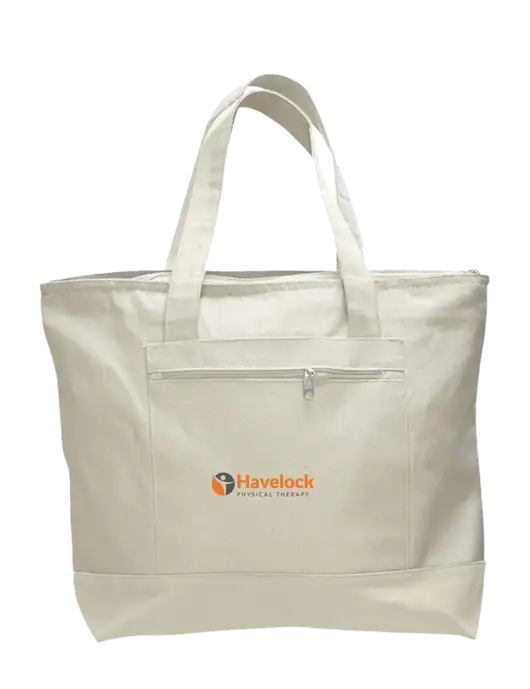 Natural Zippered Tote  w/Havelock Logo
