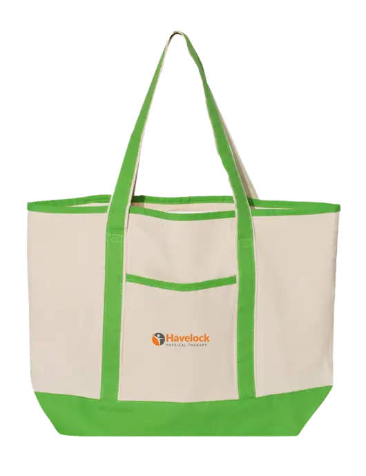 Natural/Light Kelly Large Canvas Deluxe Tote w/Havelock Logo