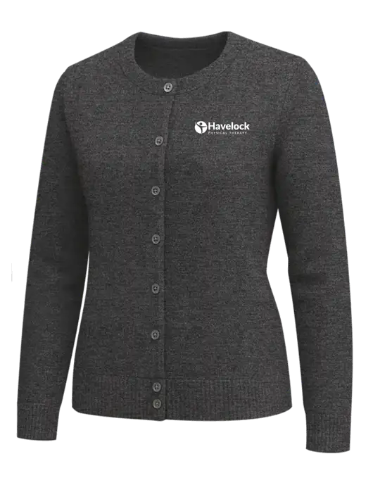 Brooks Brothers Womens Dark Grey Heather Washable Merino Cardigan Sweater w/Havelock Logo