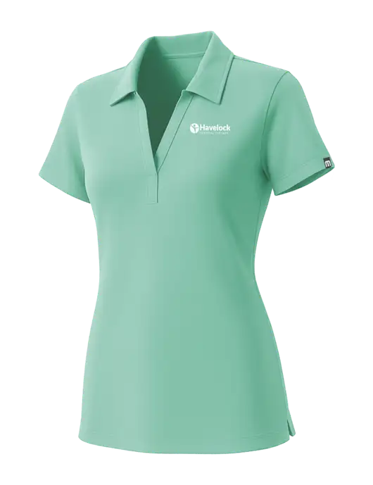 TravisMathew Womens Very Light Green Glenview Solid Polo w/Havelock Logo