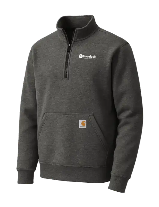 Carhartt Very Dark Heather Grey Midweight 1/4-Zip Mock Neck Sweatshirt w/Havelock Logo