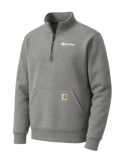 Carhartt Medium Heather Grey Midweight 1/4-Zip Mock Neck Sweatshirt w/Havelock Logo