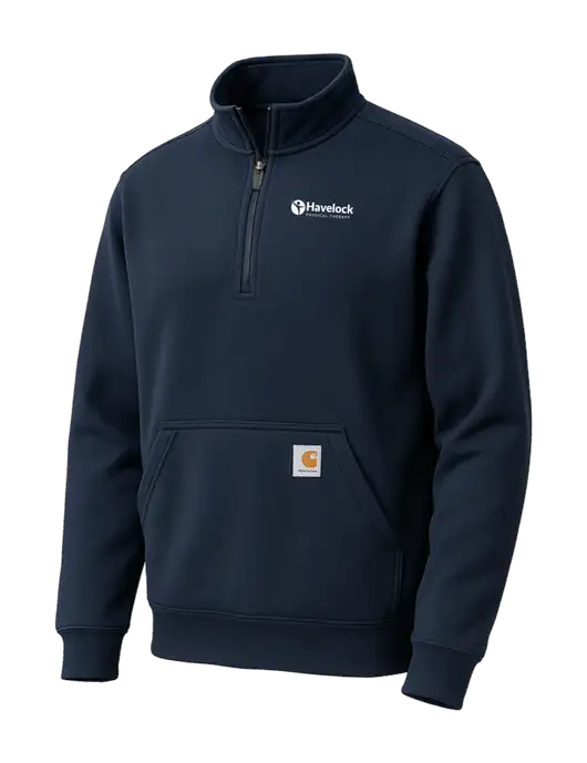 Carhartt Dark Navy Midweight 1/4-Zip Mock Neck Sweatshirt w/Havelock Logo