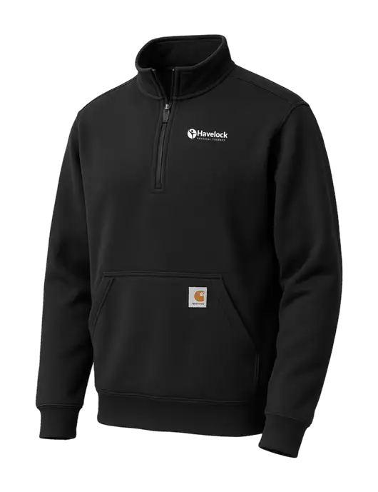 Carhartt Black Midweight 1/4-Zip Mock Neck Sweatshirt w/Havelock Logo