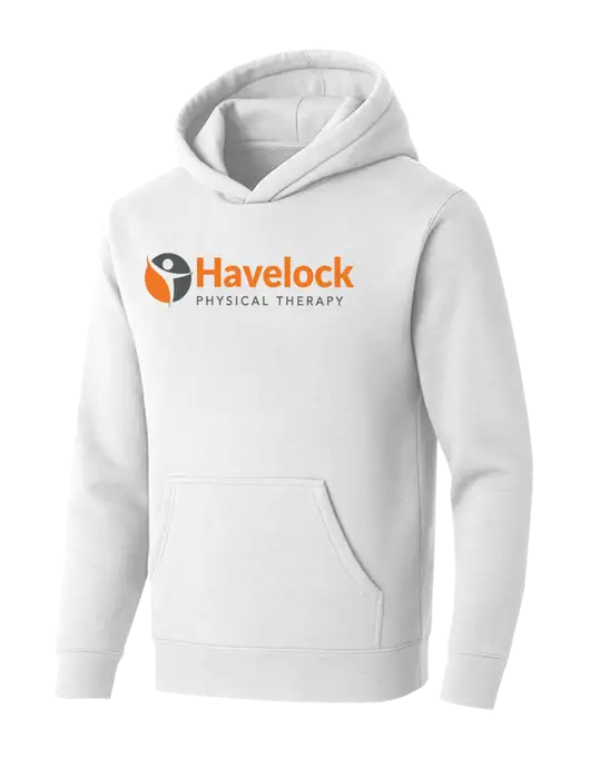 BELLA+CANVAS White Sponge Fleece Pullover Hoodie w/Havelock Logo