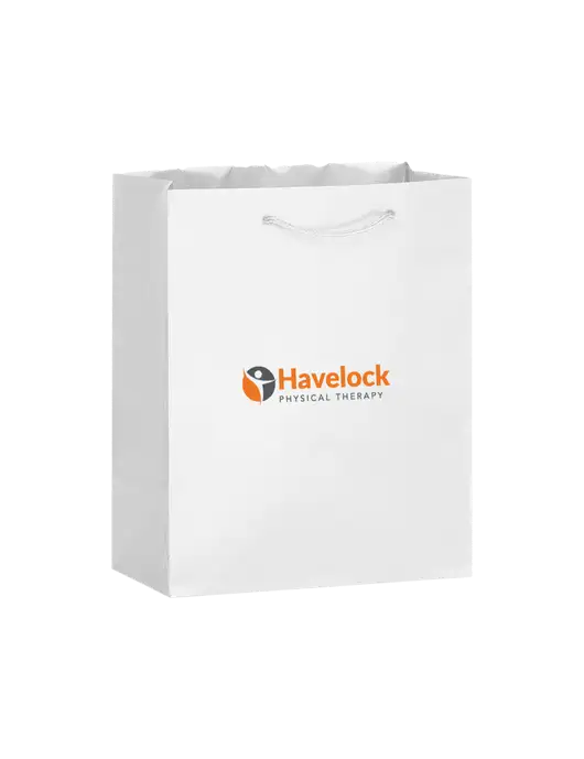 White Gift Bag Matte 8x10 w/Havelock Logo