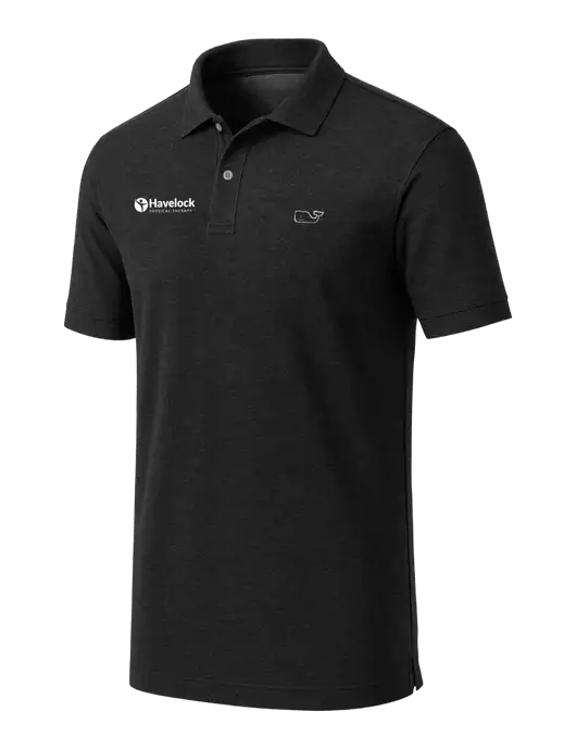 Vineyard Vines Edgartown Black Pique Polo w/Havelock Logo