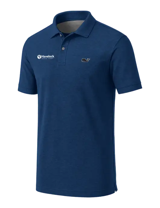 Vineyard Vines Edgartown Dark Royal Heather Pique Polo w/Havelock Logo