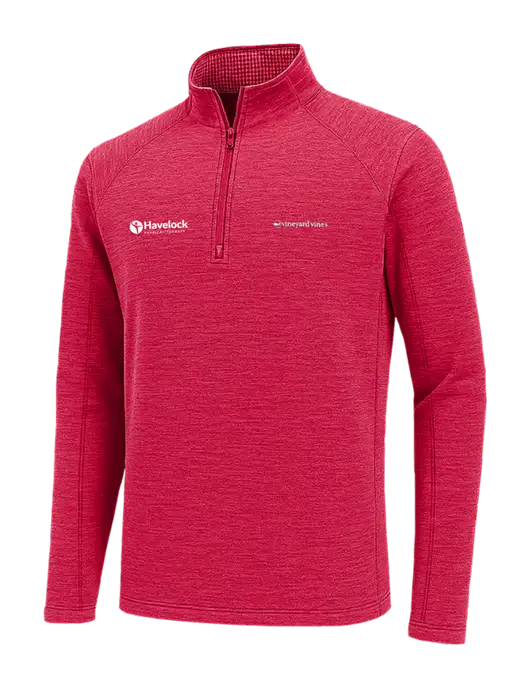 Vineyard Vines Heather Red Sankaty Quarter-Zip Pullover
 w/Havelock Logo