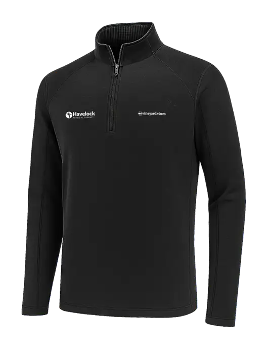 Vineyard Vines Black Sankaty Quarter-Zip Pullover
 w/Havelock Logo