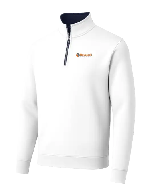 Fairway & Greene Caves Quarter-Zip Tech White Pullover w/Havelock Logo