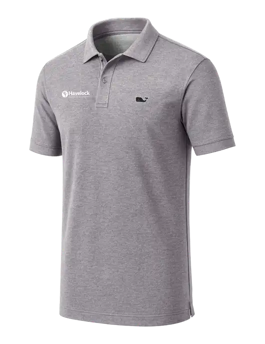 Vineyard Vines Edgartown Light Heather Grey Pique Polo w/Havelock Logo
