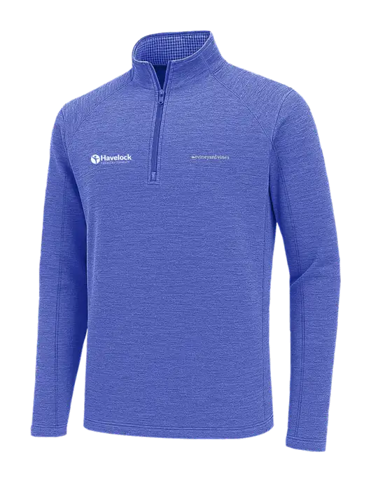 Vineyard Vines Light Royal Heather Sankaty Quarter-Zip Pullover
 w/Havelock Logo