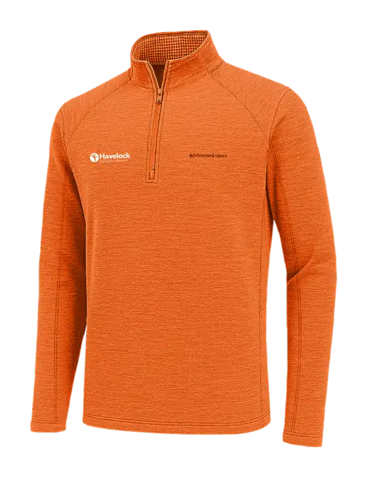 Vineyard Vines Heather Orange Sankaty Quarter-Zip Pullover
 w/Havelock Logo