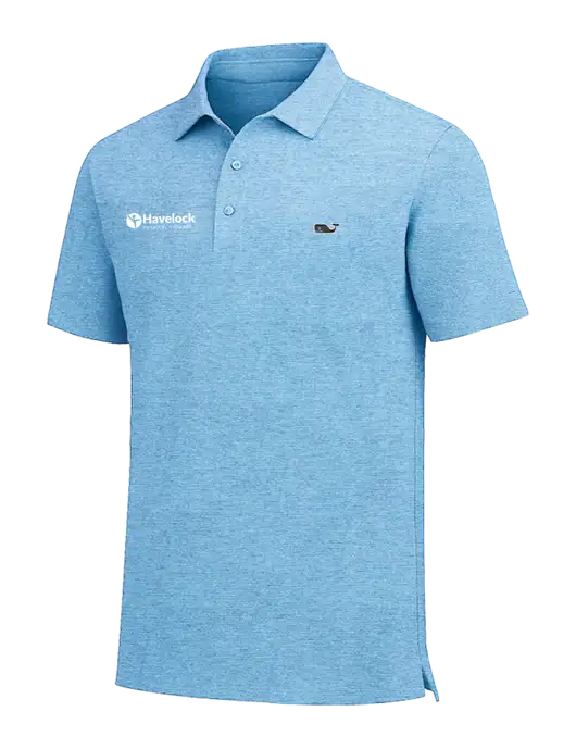 Vineyard Vines Destin Stripe Light Blue Sankaty Polo w/Havelock Logo