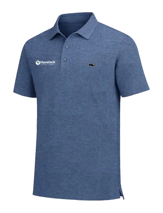 Vineyard Vines Destin Stripe Light Navy Sankaty Polo w/Havelock Logo