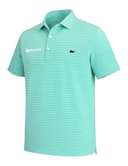 Vineyard Vines Light Teal Heathered Winstead Sankaty Polo w/Havelock Logo