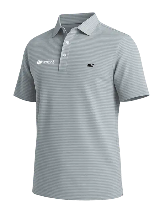 Vineyard Vines Bradley Medium Grey Stripe Sankaty Polo w/Havelock Logo