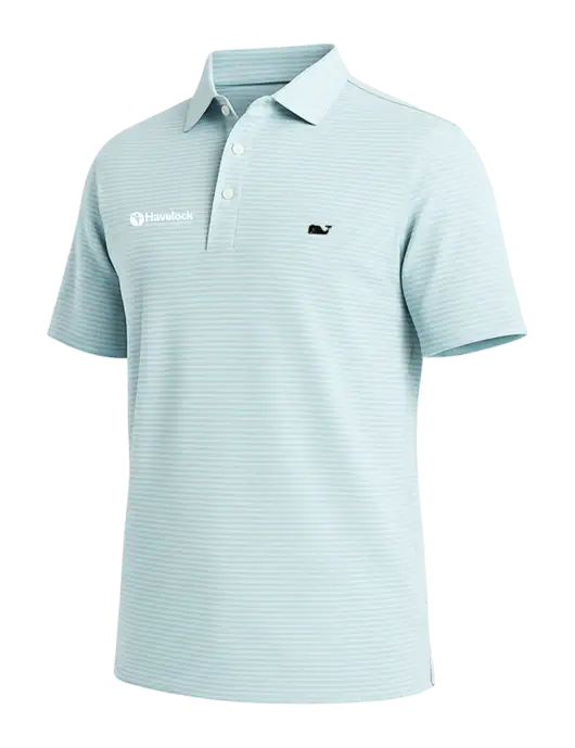 Vineyard Vines Bradley Light Blue Stripe Sankaty Polo w/Havelock Logo
