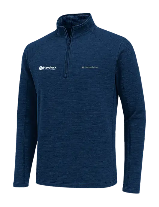 Vineyard Vines Dark Navy Heather Sankaty Quarter-Zip Pullover
 w/Havelock Logo