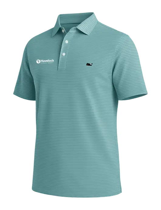 Vineyard Vines Bradley Seafoam Green Stripe Sankaty Polo w/Havelock Logo