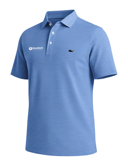 Vineyard Vines Bradley Light Royal Blue Stripe Sankaty Polo w/Havelock Logo