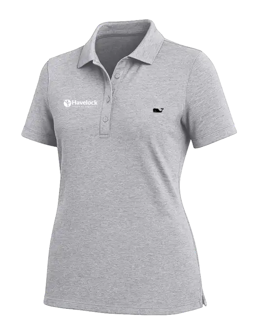 Vineyard Vines Womens Light Grey Edgartown Pique Polo w/Havelock Logo