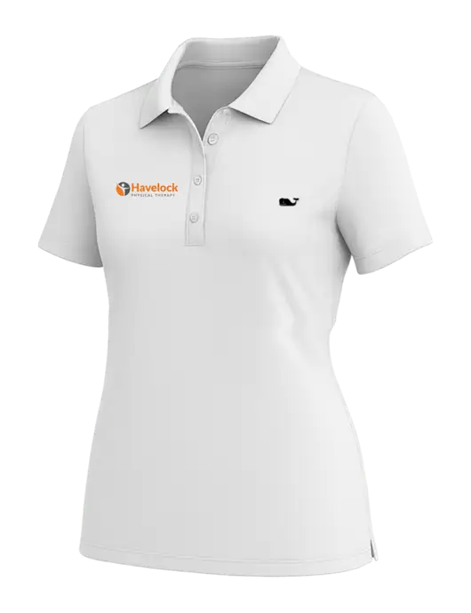 Vineyard Vines Womens White Edgartown Pique Polo w/Havelock Logo