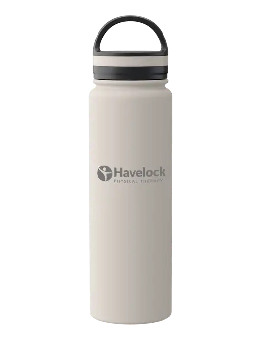 34oz Wide Mouth Stainless Steel Light Taupe Bottle w/Havelock Logo