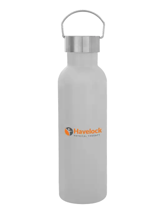 28 oz White Bubbli Stainless Steel Bottle w/Havelock Logo