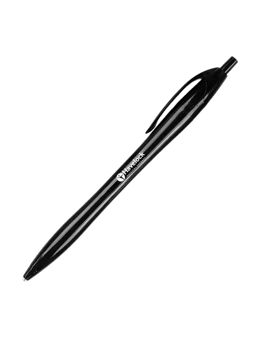 Novella Black Solid Pen - Black Ink w/Havelock Logo